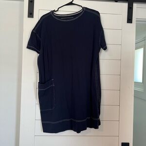 Everlane Navy Mini Dress with Contrast Stitching
